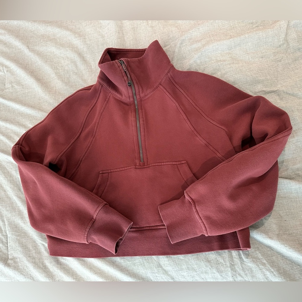 GUC Lululemon half zip scuba in smoky red XS/S